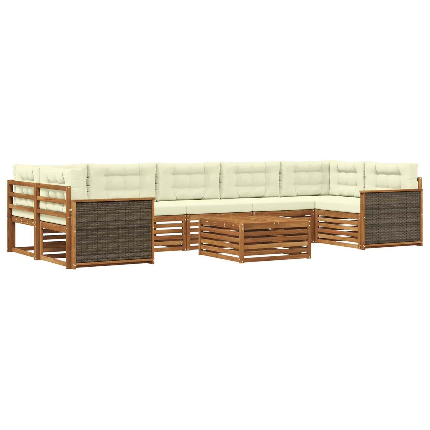 Set di divani da esterno 8 pz Naturale e Crema