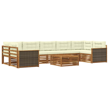 Set di divani da esterno con cuscino 8 pcs Naturale e Crema