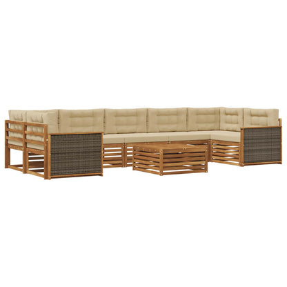 Set di divani da esterno con cuscino 8 pcs Naturale e Beige
