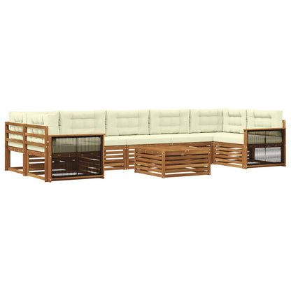 Set di divani da esterno con cuscino 8 pcs Naturale e Crema