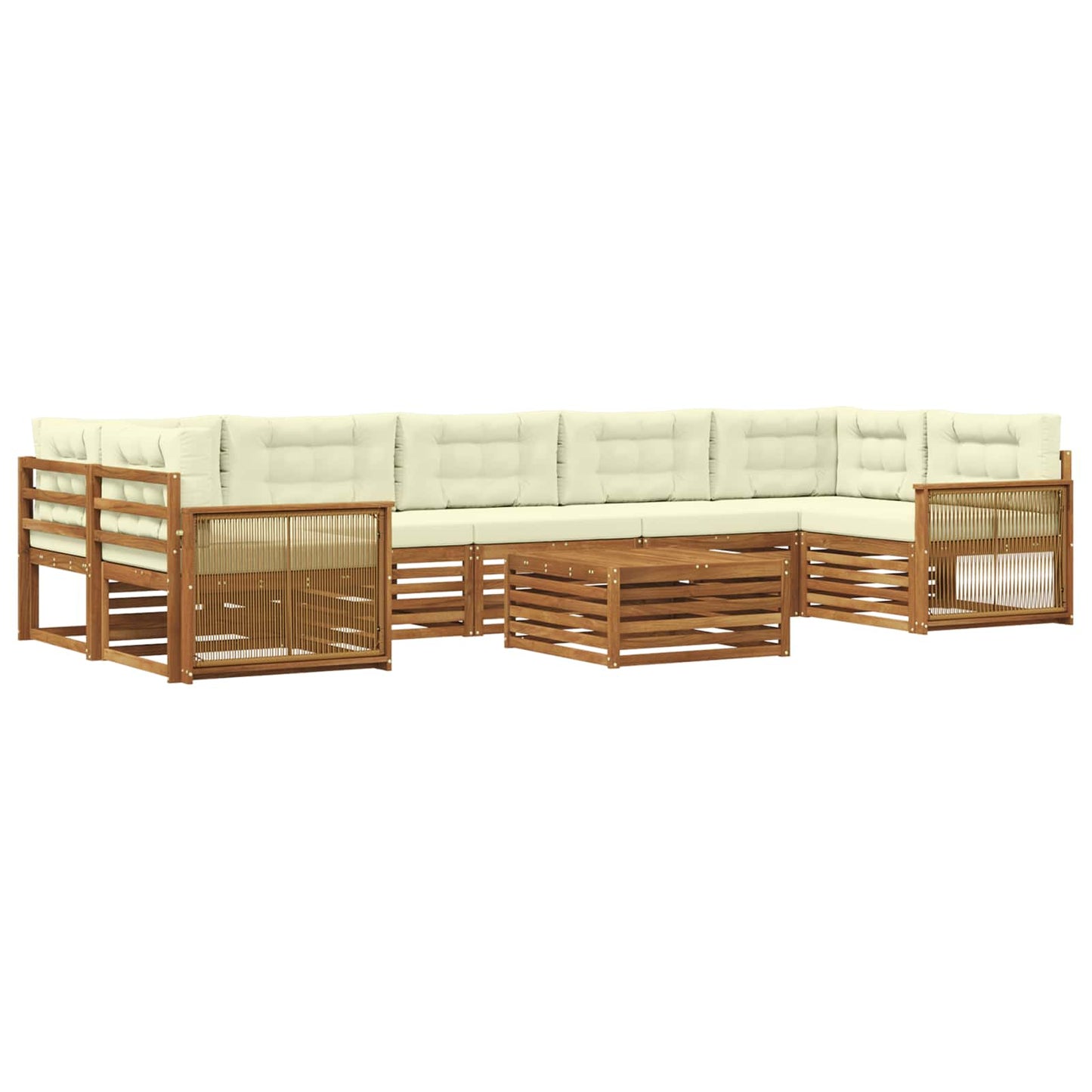 Set di divani da esterno con cuscino 8 pcs Naturale e Crema | homemem39