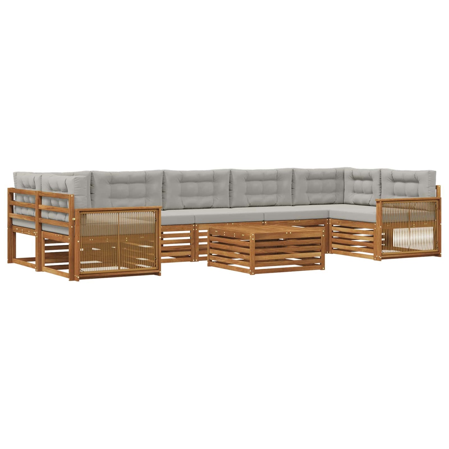 Set di divani da esterno 8 pcs Naturale e Grigio Chiaro | homemem39