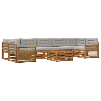 Set di divani da esterno 8 pcs Naturale e Grigio Chiaro | homemem39