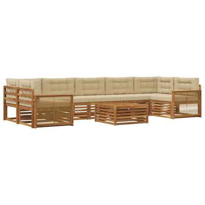 Set di divani da esterno 8 pz Naturale e Beige