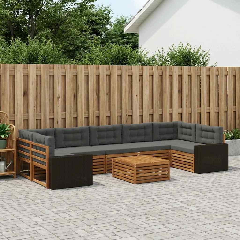 Set di divani da esterno 8 pcs Naturale e Antracite | homemem39