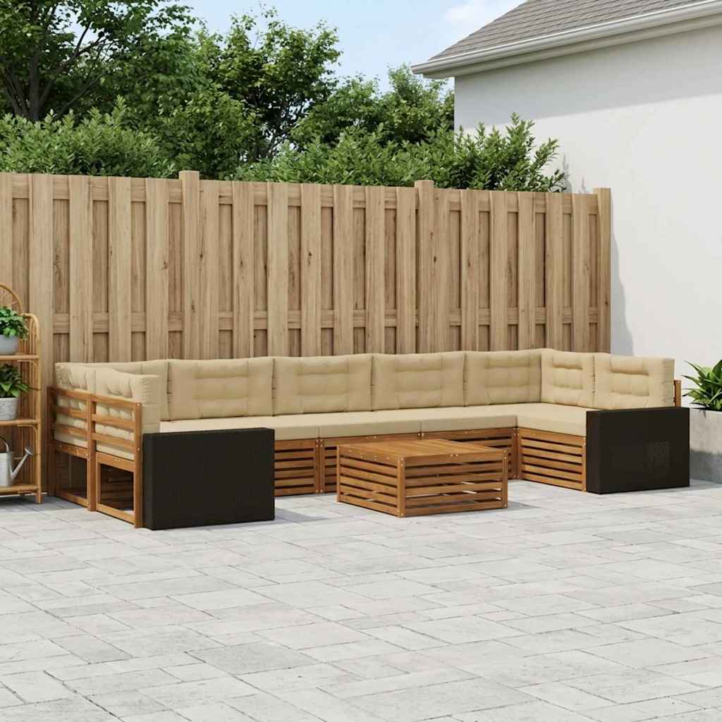 Set di divani da esterno 8 pcs Naturale e Beige | homemem39
