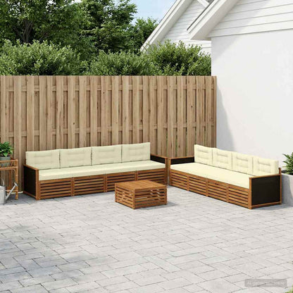 Set di divani da esterno 9 pcs Naturale e Crema Poliestere | homemem39