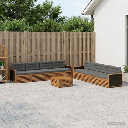 Set di divani da esterno 9 pcs Naturale e Antracite Poliestere