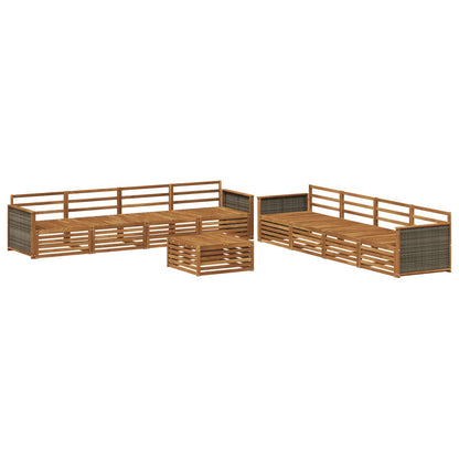 Set di divani da esterno 9 pz Naturale Legno di Acacia Massello