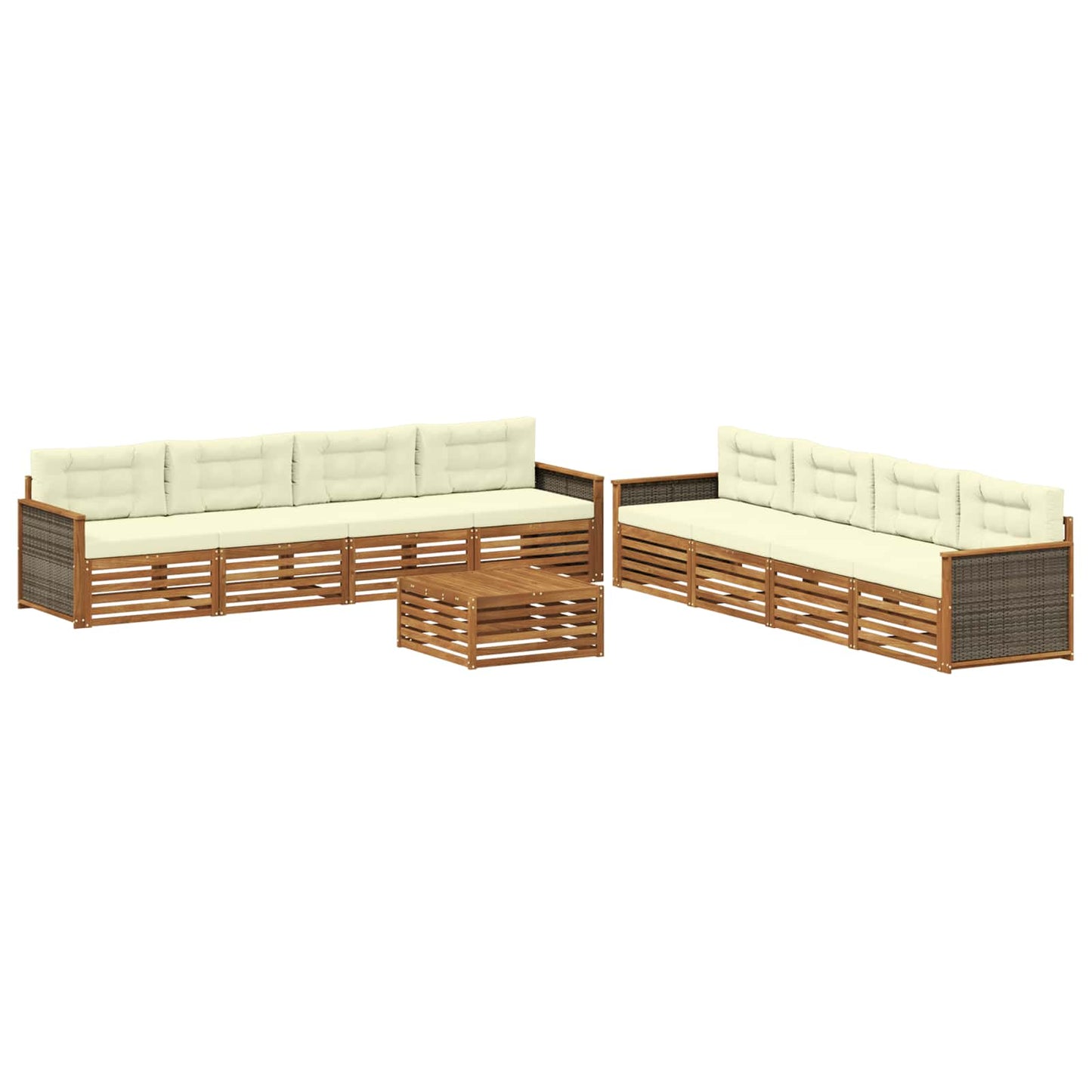 Set di divani da esterno con cuscino 9 pcs Naturale e Crema