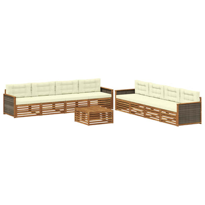 Set di divani da esterno con cuscino 9 pcs Naturale e Crema