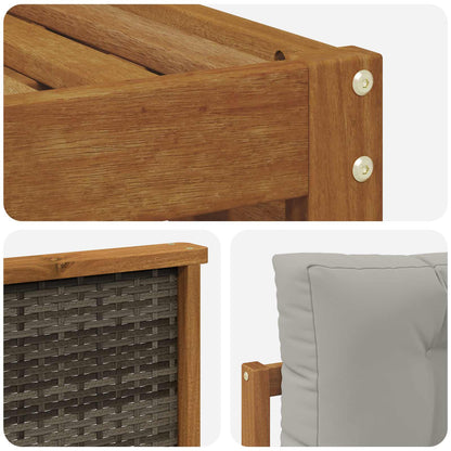 Set di divani da esterno 9 pcs Naturale e Grigio Chiaro
