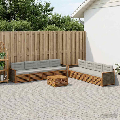 Set di divani da esterno 9 pcs Naturale e Grigio Chiaro