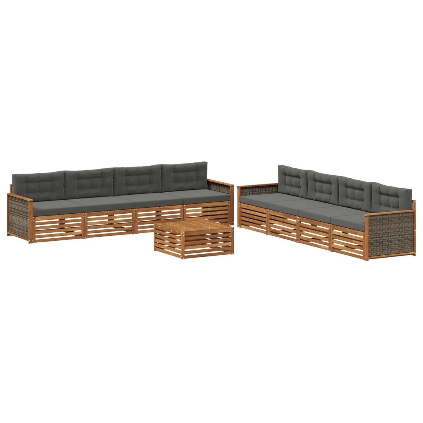 Set di divani da esterno con cuscino 9 pcs Naturale e Antracite