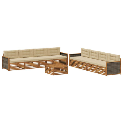 Set di divani da esterno 9 pz Naturale e Beige