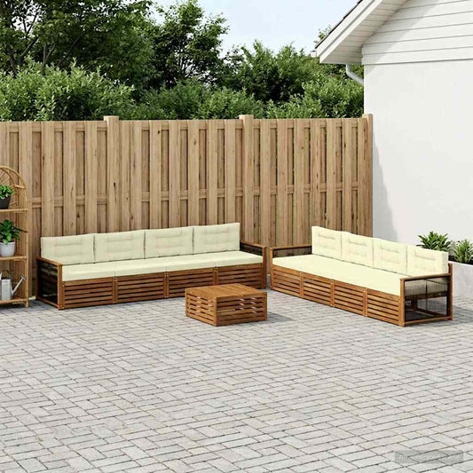 Set di divani da esterno con cuscino 9 pcs Naturale e Crema