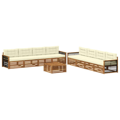 Set di divani da esterno 9 pz Naturale e Crema