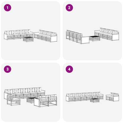 Set di divani da esterno 9 pcs Naturale e Grigio Chiaro