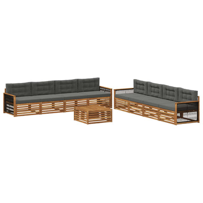 Set di divani da esterno 9 pz Naturale e Antracite