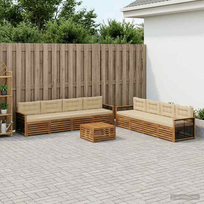 Set di divani da esterno con cuscino 9 pcs Naturale e Beige