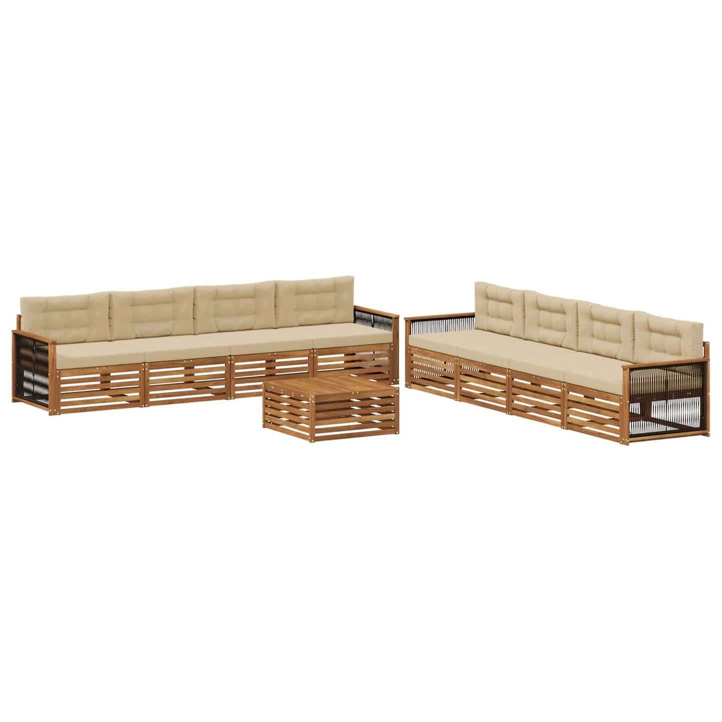Set di divani da esterno 9 pz Naturale e Beige