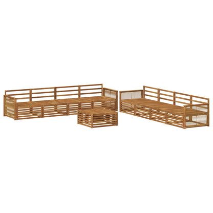 Set di divani da esterno 9 pz Naturale Legno di Acacia Massello