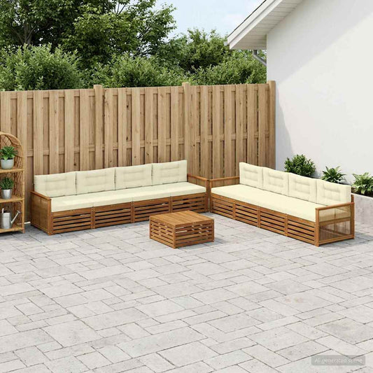 Set di divani da esterno con cuscino 9 pcs Naturale e Crema