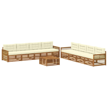 Set di divani da esterno 9 pz Naturale e Crema