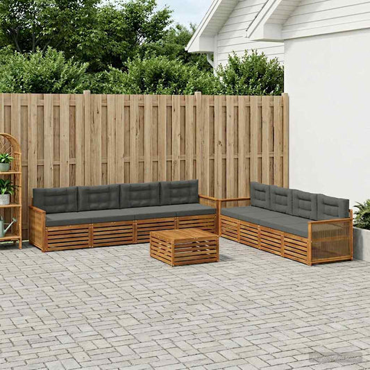 Set di divani da esterno con cuscino 9 pcs Naturale e Antracite