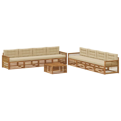 Set di divani da esterno 9 pz Naturale e Beige