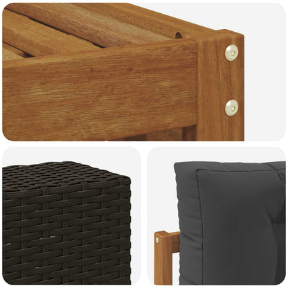 Set di divani da esterno 9 pcs Naturale e Antracite Poliestere