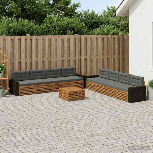Set di divani da esterno 9 pcs Naturale e Antracite Poliestere