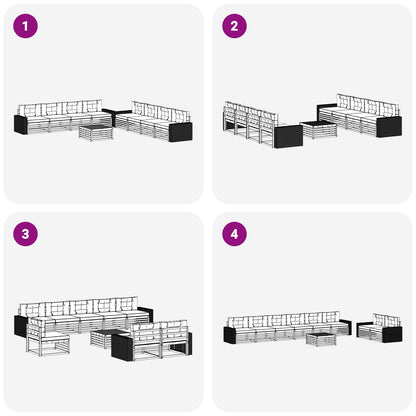 Set di divani da esterno 9 pcs Naturale e Antracite Poliestere | homemem39
