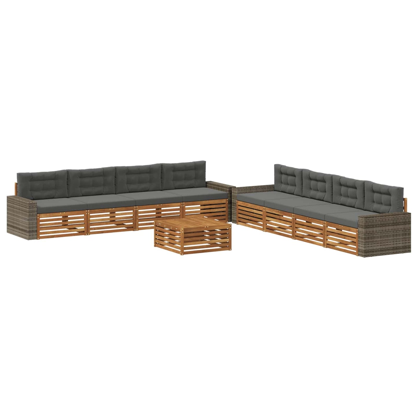 Set di divani da esterno 9 pcs Naturale e Antracite Poliestere | homemem39