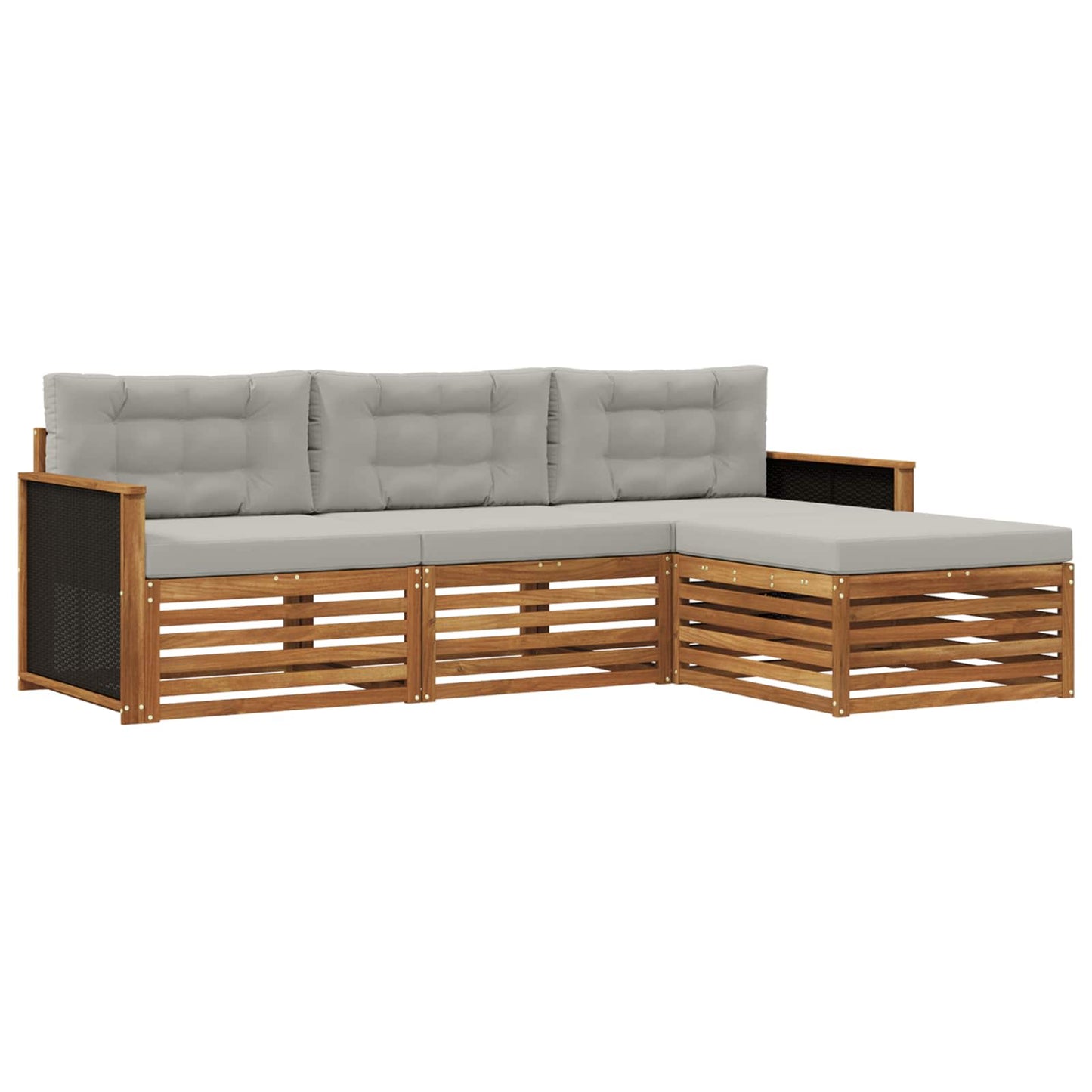 Set di divani da esterno 4 pcs Naturale e Grigio Chiaro | homemem39