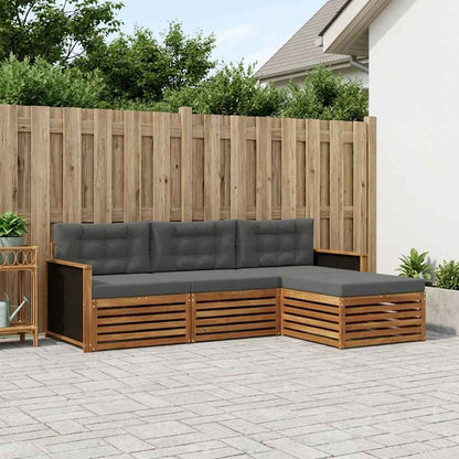 Set di divani da esterno 4 pcs Naturale e Antracite Poliestere | homemem39