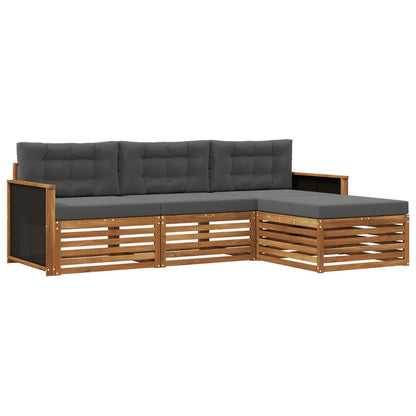 Set di divani da esterno 4 pcs Naturale e Antracite Poliestere | homemem39