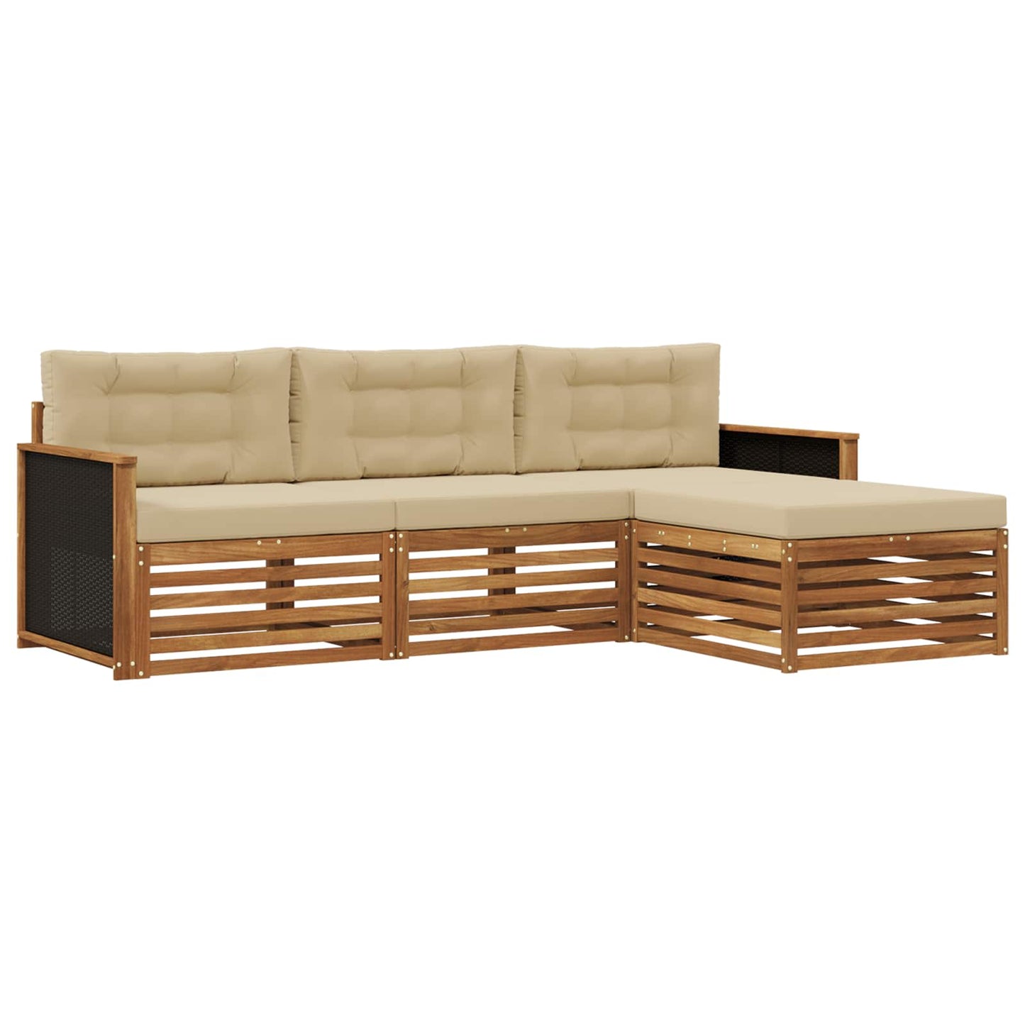 Set di divani da esterno 4 pcs Naturale e Beige Poliestere | homemem39