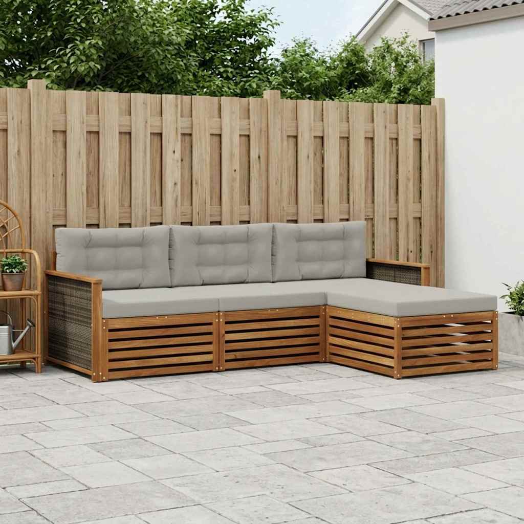 Set di divani da esterno con cuscino Naturale e Grigio Chiaro | homemem39
