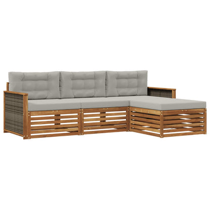 Set di divani da esterno con cuscino Naturale e Grigio Chiaro | homemem39