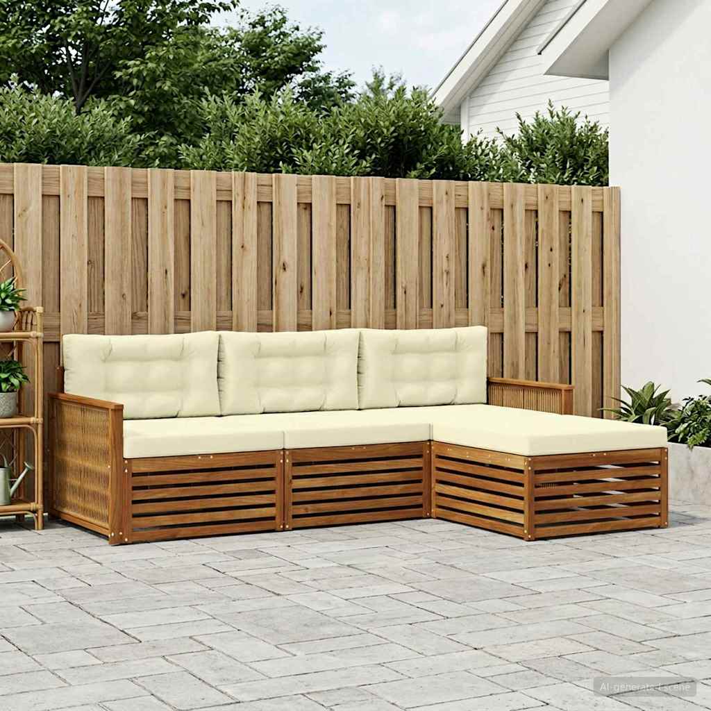 Set di divani da esterno Naturale e Crema 249 x 162,5 x 73 cm