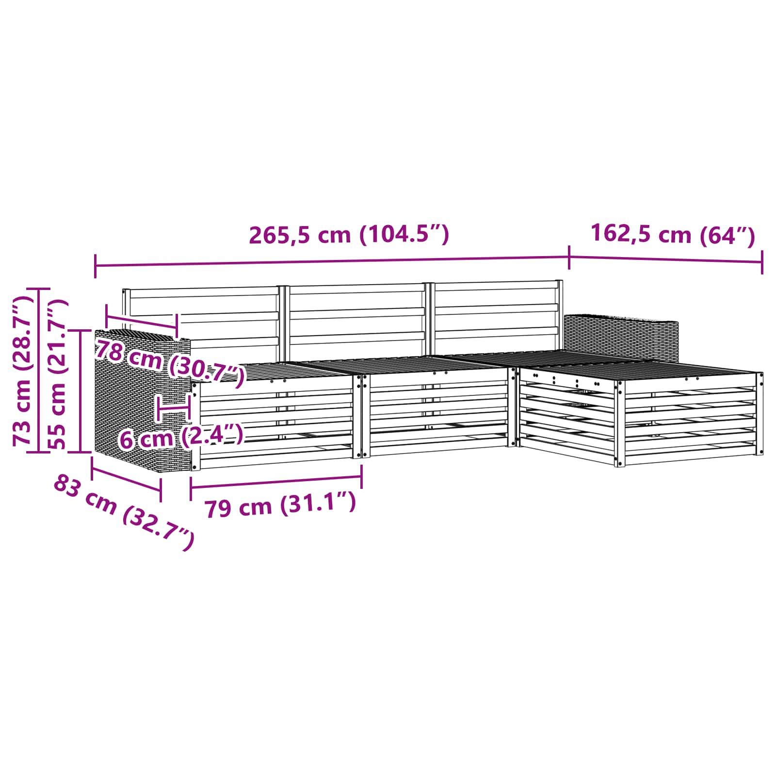 Set di divani da esterno 5 pcs Legno di Acacia Massello | homemem39
