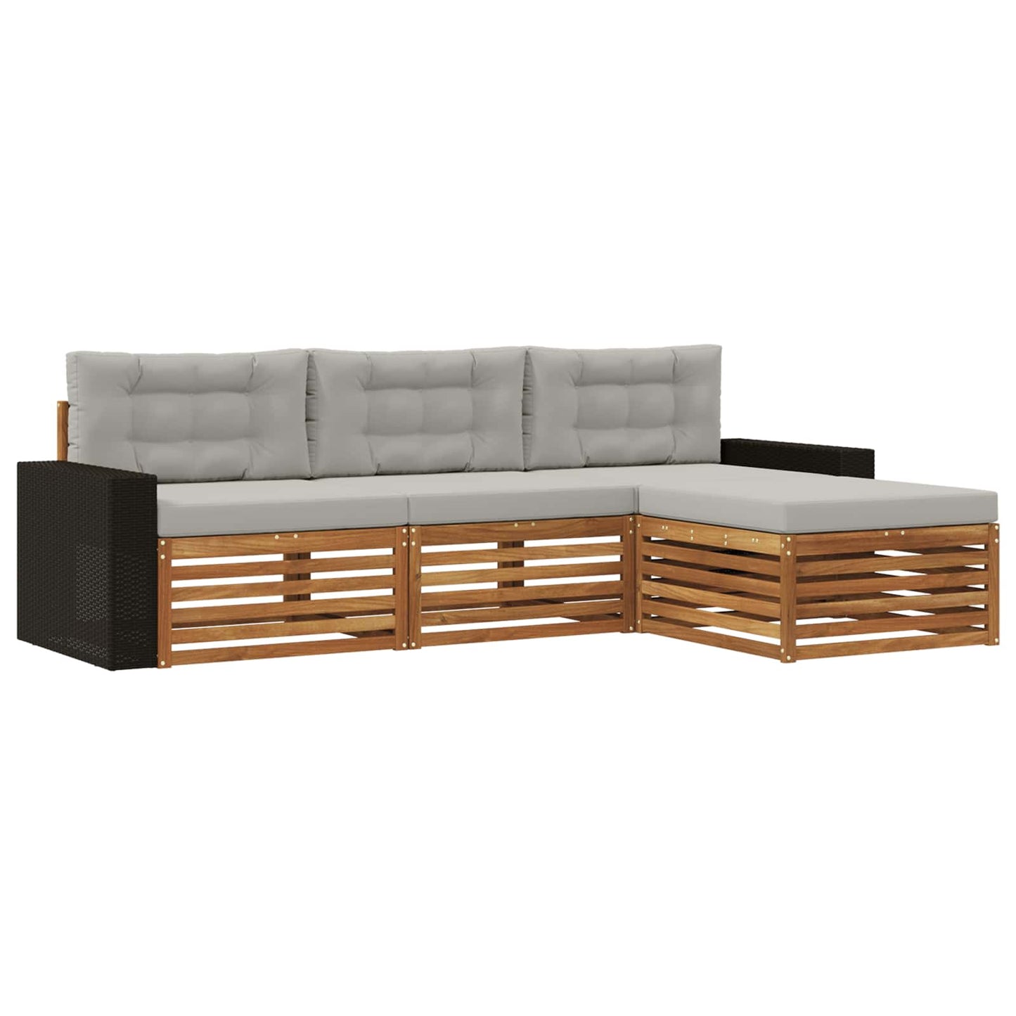 Set di divani da esterno 4 pcs Naturale e Grigio Chiaro | homemem39