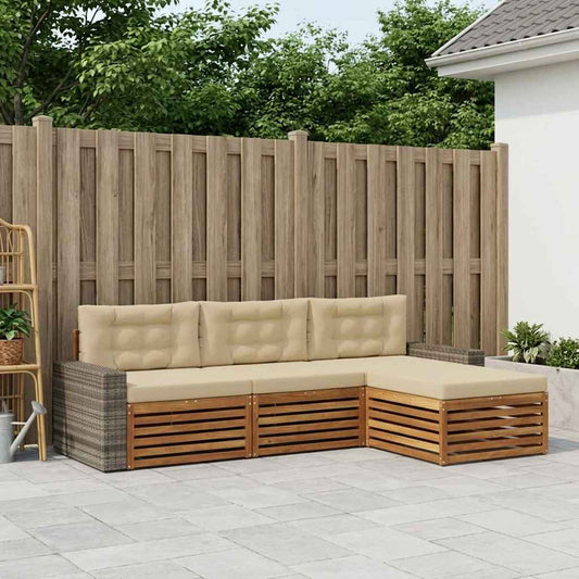 Set di divani da esterno 4 pcs Naturale e Beige Poliestere | homemem39