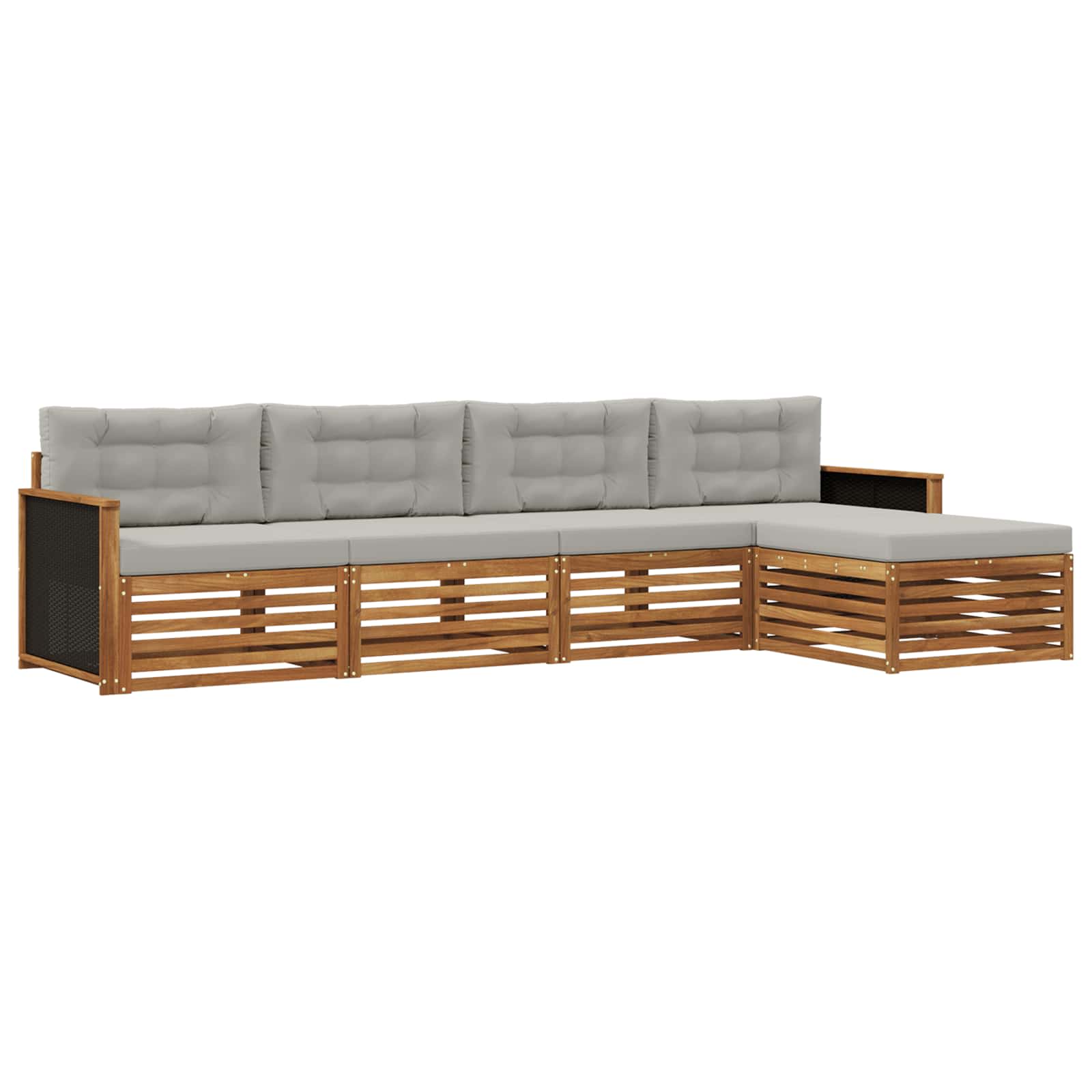 Set di divani da esterno 5 pcs Naturale e Grigio Chiaro | homemem39