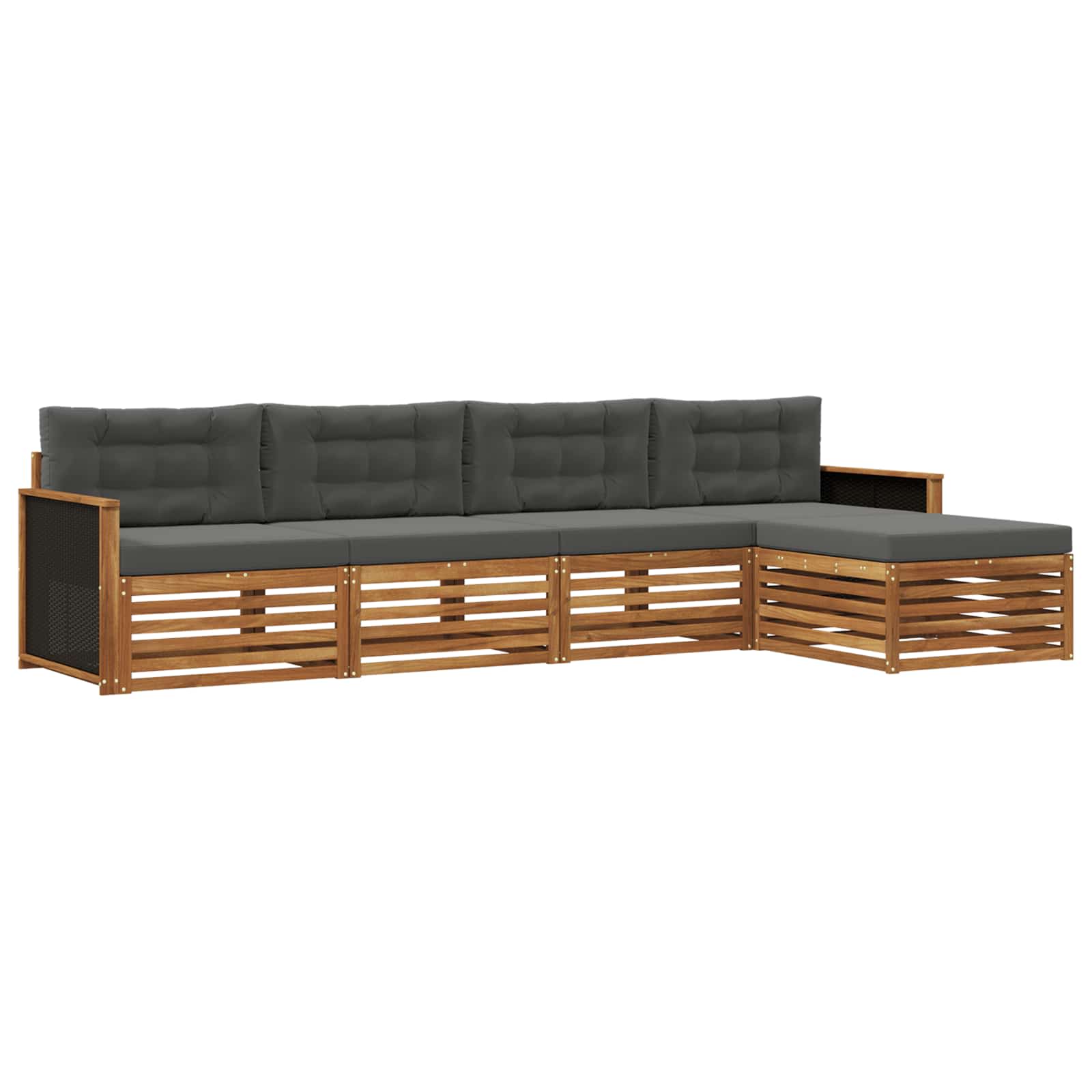 Set di divani da esterno 5 pcs Naturale e Antracite Poliestere | homemem39