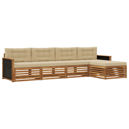 Set di divani da esterno 5 pcs Naturale e Beige Poliestere | homemem39