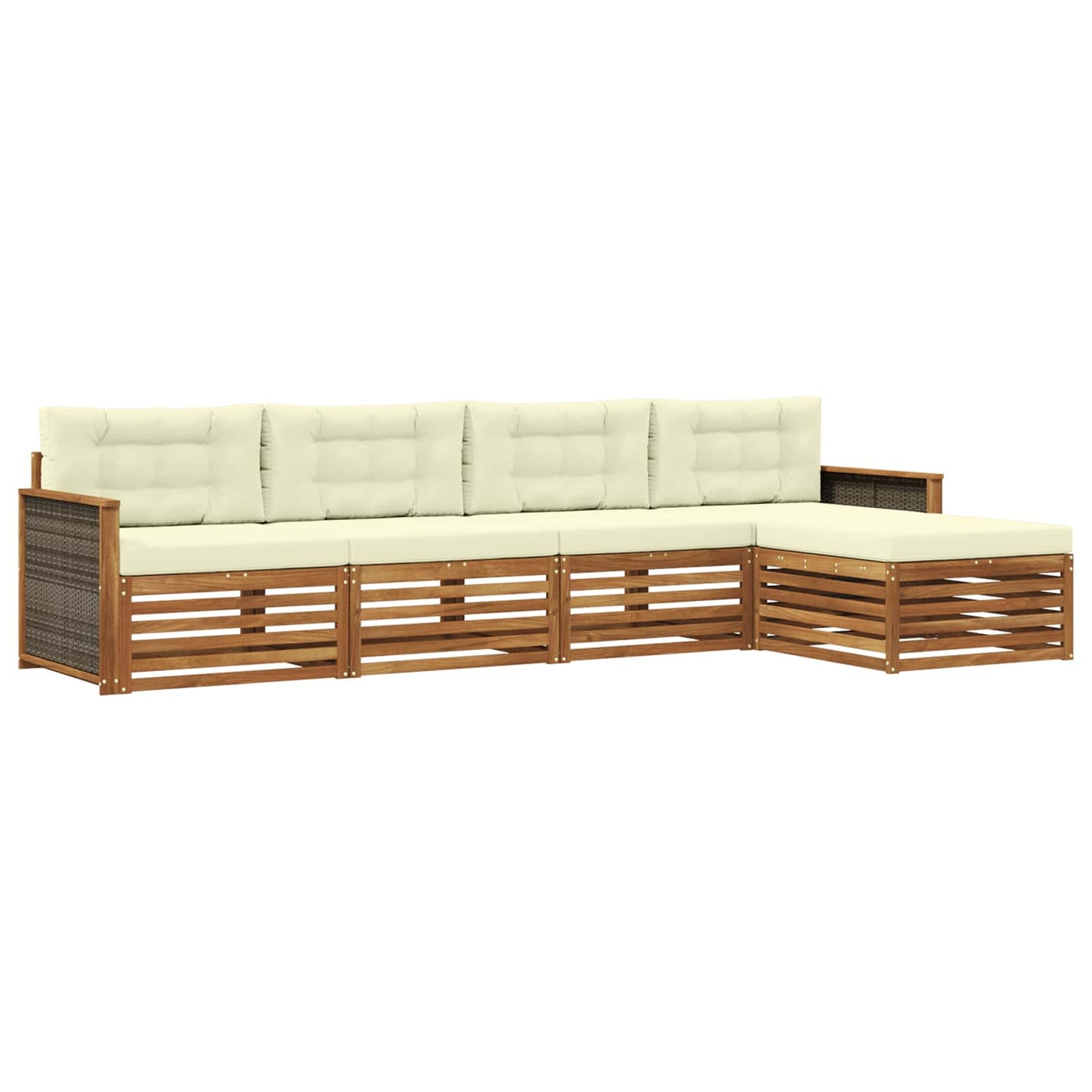 Set di divani da esterno con cuscino 5 pcs Naturale e Crema