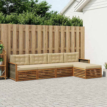 Set di divani da esterno con cuscino 5 pcs Naturale e Beige