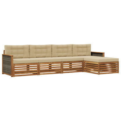 Set di divani da esterno 5 pz Naturale e Beige